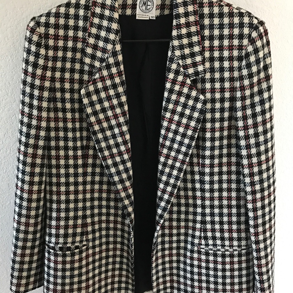 Houndstooth wool blazer